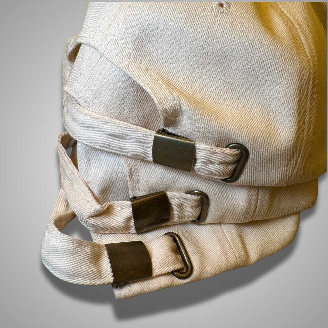 Cream #Jesus cap — adjustable strap detail